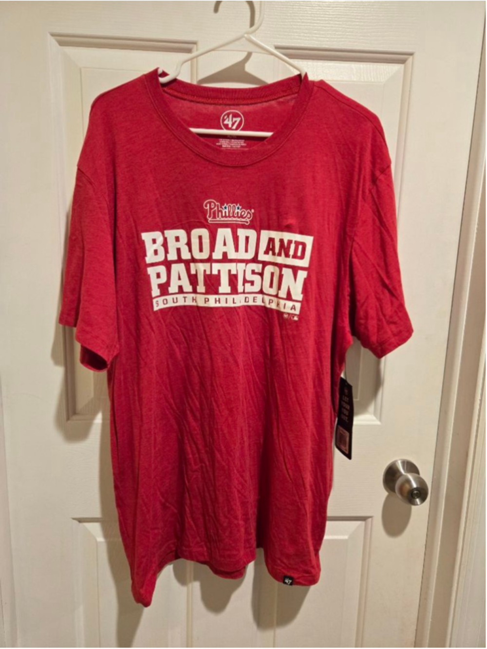 Men's 47 Red Philadelphia Phillies Broad and Pattison Short Sleeve Tee XL